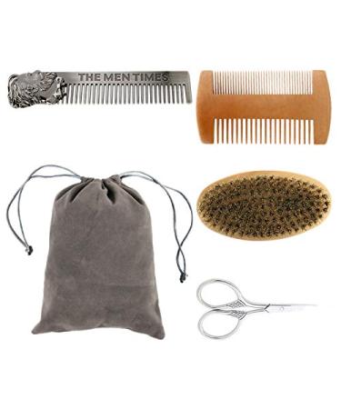 GYSURYB 4pcs/set Beard Brush Comb Men Styling Tool Mustache Beard Hair Grooming Care Set with Bag