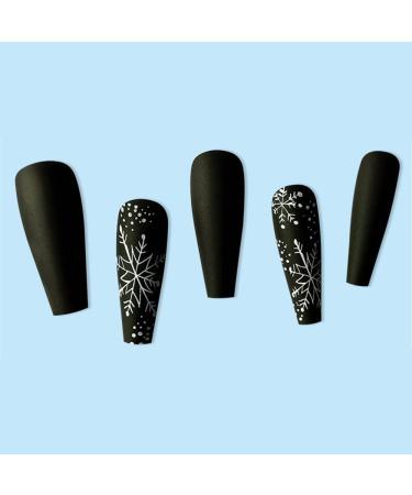 Christmas Party Ballerina Press Nail Black French Coffin Fake Nail Sticker Design Christmas Snowflake Nail Art (Color : 01) - Buy Online on GoSupps.com