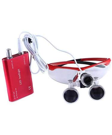 BoNew 2.5X-R Loupes Magnifier with 3W Clip On Type Head Lamp Light + Cloth Bag