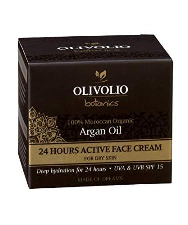 Olivolio botanics 24 Hour Ultra Rich Face Cream with 100% Organic Argan Oil Hyaluronic Acid & Q10 for Dry Skin - Mineral Oil & Paraben Free