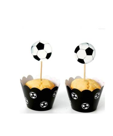 24 Pcs/lot Football Paper Cupcake Wrappers for Kids Party Birthday Decoration Cake Cups(12 Wraps+12 Topper) Molds