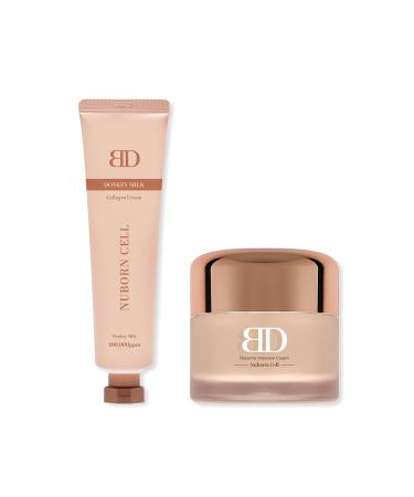 BLANC DUBU Nuborn Cell AM/PM Cream Duo Donkey Milk Collagen Sheep Placenta for Deep Hydration Firming and Skin Barrier Support 2.2 fl. oz. + 1.69 fl. oz.