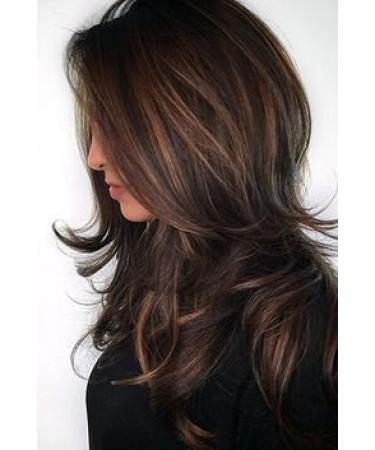 Wigbuy Brown with Camel Highlight Long Layered Shoulder Length Synthetic Hair Wig for White Women - Buy Online on GoSupps.com