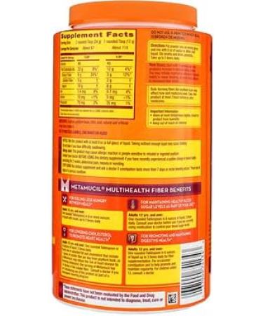 Metamucil Psyllium Fiber Supplement Orange Sugar Smooth Texture Powder 114 Doses 114DOS (Pack of 6) 3.01 Pound (Pack of 6) - Buy Online on GoSupps.com