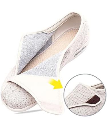 SDD Women's Diabetic Shoes - Lightweight Wide Width, Adjustable Closure Sneakers for Diabetic Edema & Plantar Fasciitis- Beige, Size 44 - Buy Online on GoSupps.com