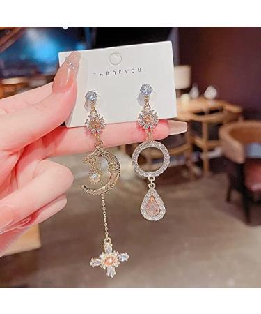 Earrings for Women Ladies Earrings Ladies Asymmetrical Rhinestone Pendant Earrings Ladies Fashion Golden Long Pendant Earrings Party Jewelry Fashion Earrings Earrings for Women - Buy Online on GoSupps.com