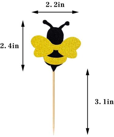 36 Pcs Bee Glitter Cake Decorations Bumble Bee Cupcake Toppers Glitter Cake Decorations Gold Glitter Bee Cupcake Topper for Cupcake Decorations Supplies - Buy Online on GoSupps.com