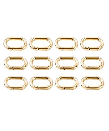 Bobeey 4pcs Carabiner Metal Spring Key Ring,Spring Snap Hooks Clip,Spring Keyring Buckle,Oval Ring for Bags,Purses BBC39 Light Gold 4 pieces