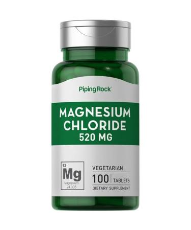 Magnesium Chloride 520mg | 100 Tablet Capsules | Vegetarian Supplement | by Piping Rock