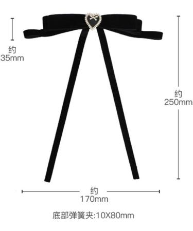 WONDER ME Black Velvet Love Pearl Spring Clip French Retro Court Hairpin | 250*170*35mm Black - Buy Online on GoSupps.com