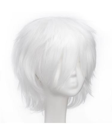S-noilite Short Straight Cosplay Wig - Unisex Fashion Anime Party Costume Synthetic Full Wig (White) - Buy Online on GoSupps.com