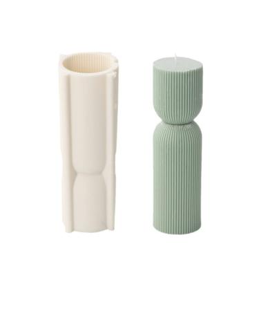 TOPYS Striped Pillar Aesthetic Molds  Cylindrical Tall Pillar Candle Mold  Ribbed Twist Geometric Abstract Decorative Striped Silicone Mold for Crafts Aromatherapy Candle Handmade Soap Making(6.4)