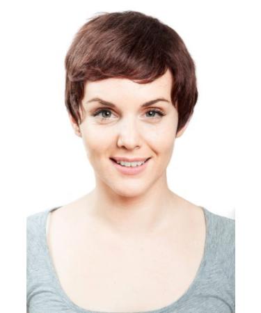 100% human hair: sassy short women's wigs human hair wig dark brown dark red-brown brown mix 8065HH-2T33