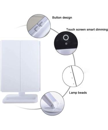 Lighted Trifold Makeup Vanity Mirror with 24 Dimmable LEDs - 1X/2X/3X Magnification for Makeup, Shaving, Dressing Table - Vanity Desk Essential - Buy Online on GoSupps.com