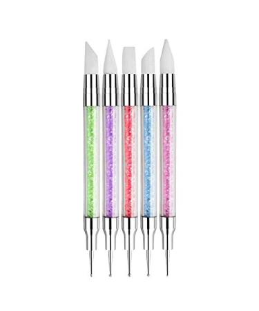 5Pcs Set Dual Tipped Nail Art Pens Nail Art Silicone Sculpture Pen Nail Art Dotting Pen Nail Art Carving Manicure Tool