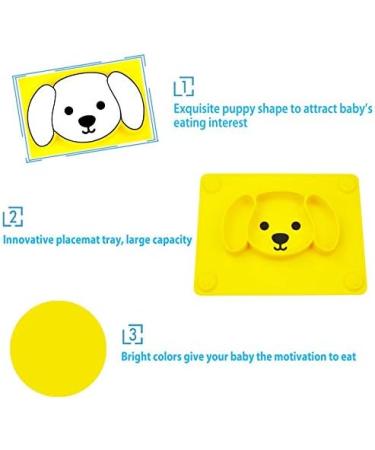 Qshare Toddler Plate - BPA-Free Silicone Placemat for Kids | Strong Suction, Dishwasher & Microwave Safe | Portable Baby Plates (3Puppy-Yellow) - Buy Online on GoSupps.com