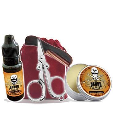 Mousetache Growing Kit in a Bag - Beard Oil Mustache Wax Pocket Beard Comb Mini Scissors in Drawstring Bag (Sweet Orange)
