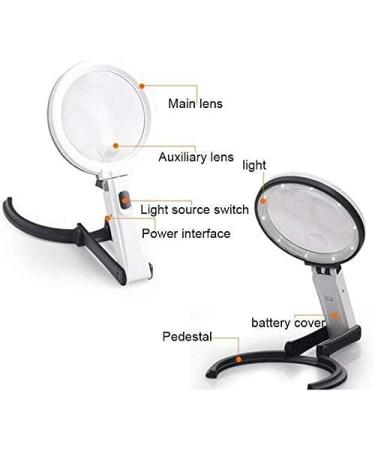 Magnifier Hd Plug-in Foldable Desktop Repair Reading Magnifying Glass with Led Light Handheld Magnifying Glass Lofty Ambition - Buy Online on GoSupps.com
