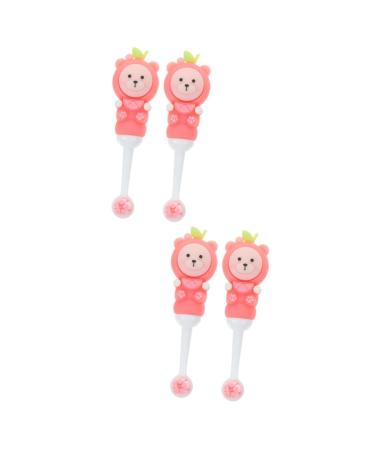 Healeeved 4 pieces of children's toothbrush with soft bristle handwear Bulk-toothbrush travel toothbrush soft toothbrush for children sweet bear fumes for children Sch ttgut toddler pink