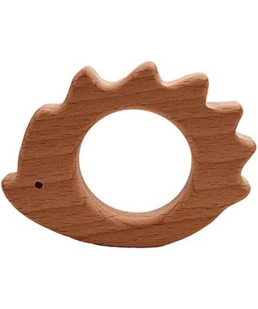 Wendysun 2pcs Cartoon Hedgehog & Beech Teether Set for Baby Teething - Natural Wood DIY Pendant Toy - Buy Online on GoSupps.com