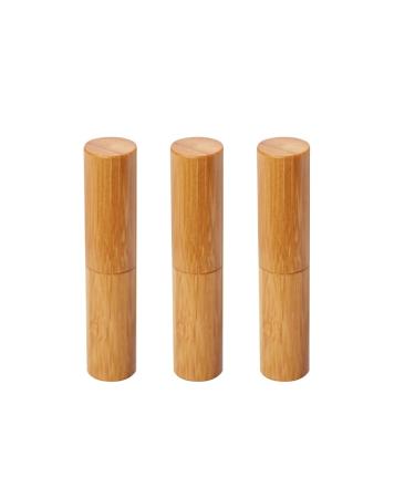 Vosarea 3 pieces of empty lipstick sleeves empty lip balm sleeves made of bamboo refilled lip balm container DIY lipstick tubes container for homemade lip balm golden