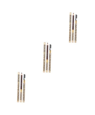 POPETPOP 6 Pcs Waterproof Eyeliner Brown Eyeliner Pencil Double Head Eyebrow Pencil Miss Leopard Print Gel