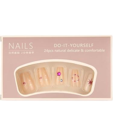 24Pcs/Set Press On Nails Mid Length Colored Diamond Star Nail Patch False Nails Acrylic Fake Nails Full Cover Nails Tips Artificial Finger Manicure Press on nails for Women and Girls - Buy Online on GoSupps.com