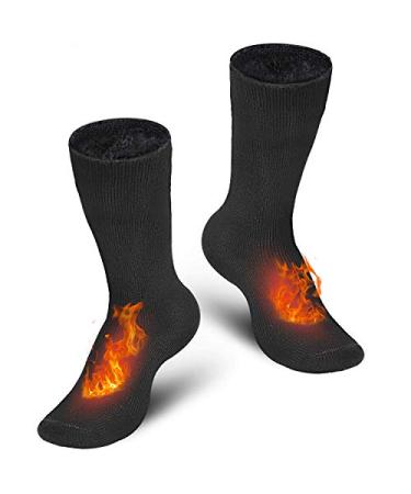 Bymore 2 Pairs Thermal Socks for Men,Heated Socks for Women, Warm Thick Winter Socks Insulated Cold Weather Black- 9-13