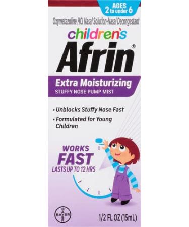 Afrin Childrens Age 2-6 Extra Moisturizing Stuffy Nose Spray 12 Hour Nasal Congestion Relief - 15 mL