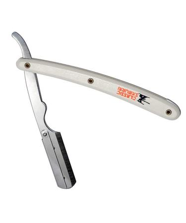 Stainless Steel Straight Edge Razor - Professional Barber Kit with 100 Lord Blades - White Finish for Precision Shaving - Buy Online on GoSupps.com