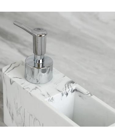 Srutueo Press-Type Bottle Detergent Dispenser Bathroom Sink Kitchen Soap Dispenser White with Dish Brush Sponge - Buy Online on GoSupps.com