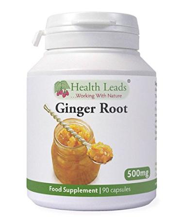 Natural Ginger Root Powdered 500mg x 90 Capsules No GMO No Fillers or Magnesium Stearate for Vegans and Vegetarians Made in Wales by Health Leads .Working With Nature
