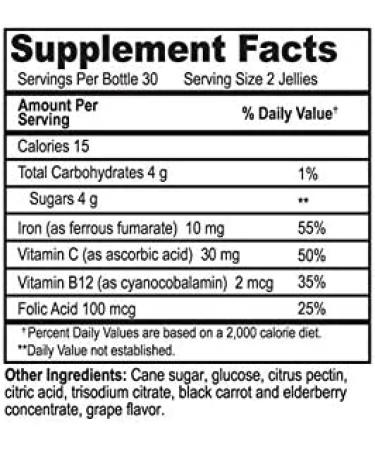 YumV's Iron with Vitamin C - Grape Flavor Jellies | 60 Count for Healthy Support - Buy Online on GoSupps.com