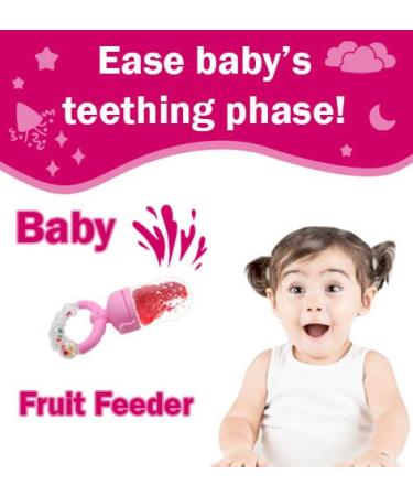 Gadgetime USA Silicone Baby Fruit Feeder (Pink) - Includes 2 Extra Nipples - Infants Teether & Pacifier - Baby Teething Toy - Buy Online on GoSupps.com