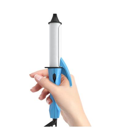 Mini Curling Iron for Short Hair Travel Size 1 Inch Ceramic Curling Iron Heat-Up Fast Curling Wand with Adjustable Temperature Portable Hair Curler Blue
