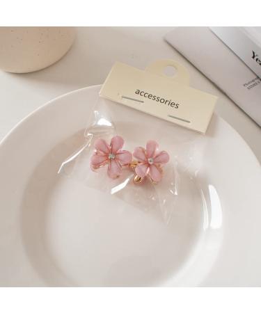 Small Hair Clips Crystal Mini Flower Hair Clips Tiny Claw Clips Hair Clips Hair Accessories for Girls Pink 4pcs 4pcs Pink
