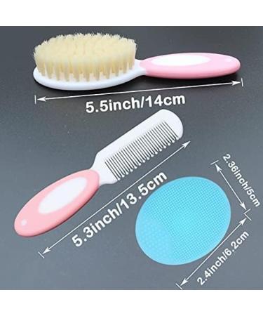 Newborn Baby Girl Hair Brush Set - Natural Soft Goat Bristle - Perfect Registration Gift (Pink) - Buy Online on GoSupps.com