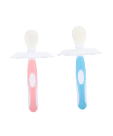 Gatuida toothbrushes for children bite toys for babies 2 sets toothbrush cleaning brush child tool baby pebbles toothbrush cleaning toothbrush made of silicone 1 piece (1 Pack) pink
