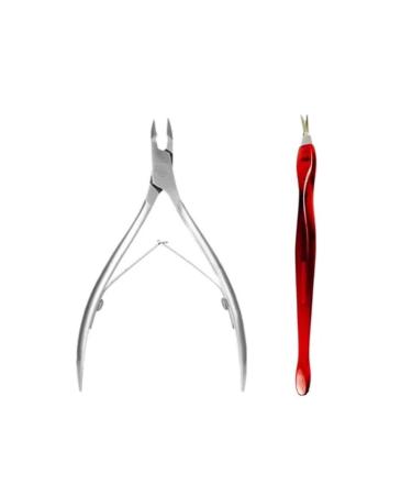2-part nail skin pliers skin-pairs of stainless steel nail tongs nail tongue cutter with Dead Skin Fork Nail skin remover set Renovation-nail pedicure tool for toenails and nails