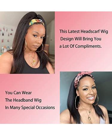 Vligcor Kinky Straight Headband Wig 16 Yaki Synthetic None Lace Front - Natural Hairline for Black Women - 1B - Buy Online on GoSupps.com
