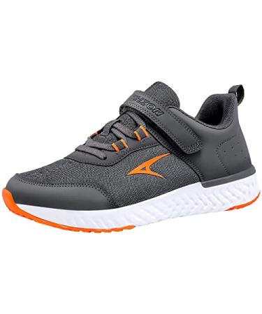 ASHION Boys Sneaker Kids Air Shoes Boys Girls Tennis Running Walking Shoes Arch Support Lightweight Breathable Sport Athletic 10 Little Kid Energy Grey Orange