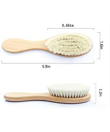 Natural Soft Goat Bristle Baby Hair Brush for Newborn | Premium Wooden Brush for Scalp Grooming | Ideal Baby Registry Gift - Buy Online on GoSupps.com