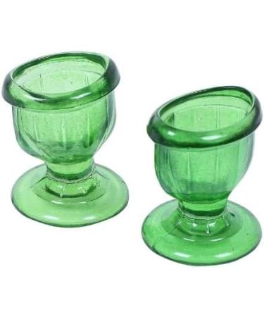 Glass Eye Wash Cup Set of 2 - Keep Your Eyes Clean and Healthy | Soothing Relief from Irritants | Eye Shaped Rim for Snug Fit | Light Green - Buy Online on GoSupps.com