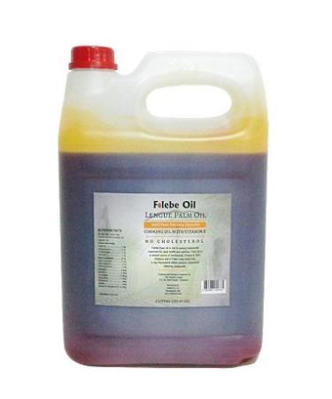 Folebe Oil 100% Pure Natural Red Palm Oil. 5 Liter. No Cholesterol Cooking Oil with Vitamin E. Cruelty-Free Palm Oil Rich in Anti-oxidants Cameroon Palm Oil.