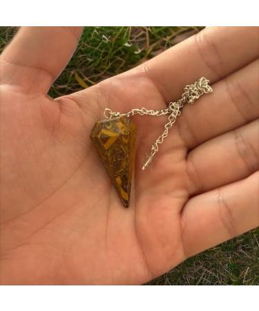 Shop Calligraphy Jaspis Crystal Pendulum - Vintage Hexagonal Natural Stone for Radiesthesia Chakra Reiki & Meditation - Buy Online on GoSupps.com