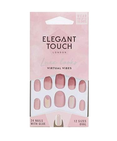 Elegant Touch Luxe Looks False Nails Collection Virtual Vibes 24 Oval Shaped Nails With Glue White 24 Piece Assortment