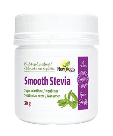 New Roots Herbal - Smooth Stevia 30g Powder - Sugar Substitute and Nonbitter - Ideal for Baking Cooking and Beverages - Plant Based Sweetener 30 g (Pack of 1) Sugar Substitute