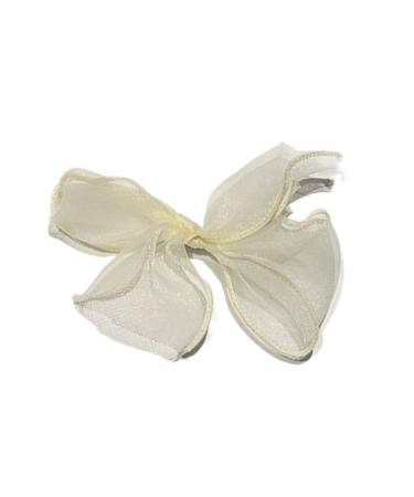 Mesh Yarn Bowknot Hair Clip Elegant Sweet Butterfly Bow Hair Barrettes Hair Bow Headpieces Hair Accessories for Women Apricot