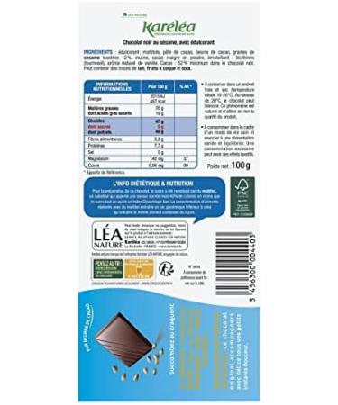 Kar lea Dark Chocolate Sesame No Sugar Added 100 g Pack of 4 Special Offer - Buy Online on GoSupps.com