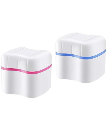 UQMIQURA 2 pieces denture bath box denture case case prostheses container prostheses bath box orthodontic box for incorrect teeth storage cleaning
